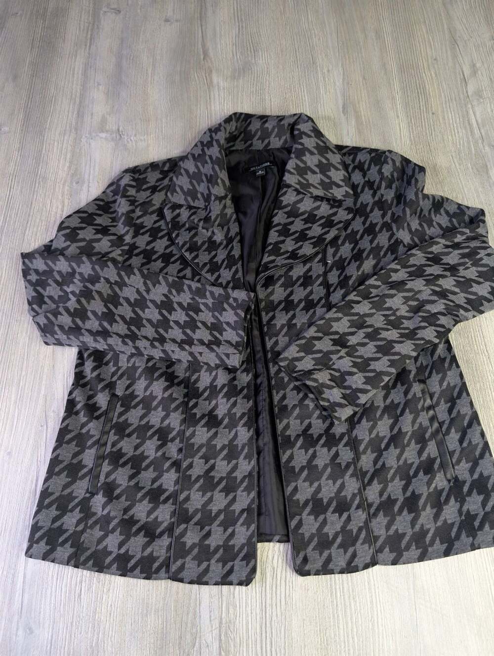 Notations Houndstooth Patterned Blazer Jacket Size M